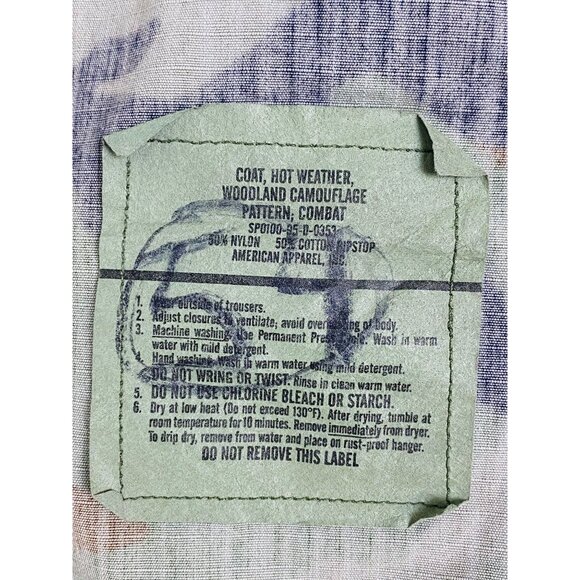 Vintage US Marines Woodland Camouflage Hot Weather Combat Coat, Camo Jacket, L - Picture 8 of 10